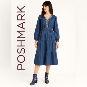 Billy Ella Floral Ankle Boots – Navy Velvet – Block Heel – Size 10